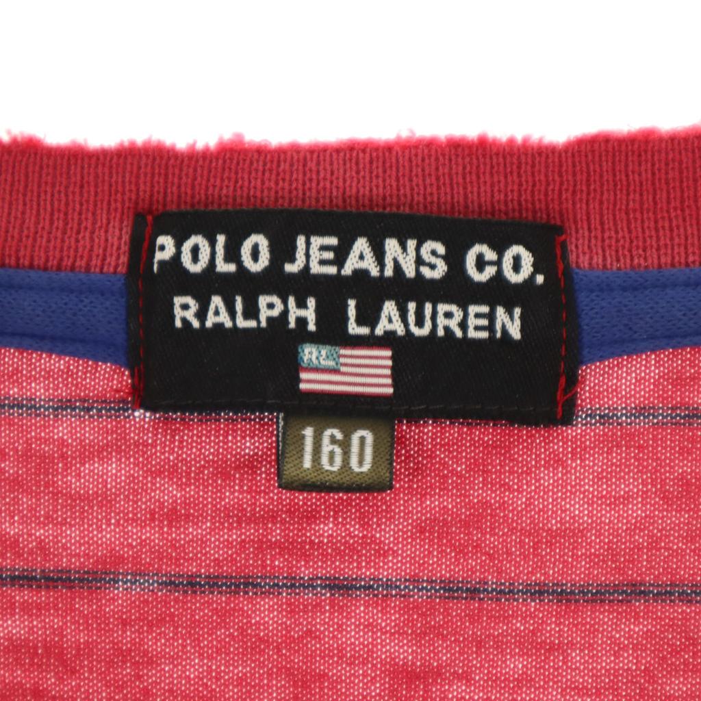 POLO JEANS CO RALPH LAUREN Border Pattern Short Sleeve T-shirt 160 Kid's Used