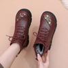 Fashion Winter Women Leather Ankle Boots Female Non-slip Warm Snow Boots Mother Waterproof Flat Heels Booties Free Shipping