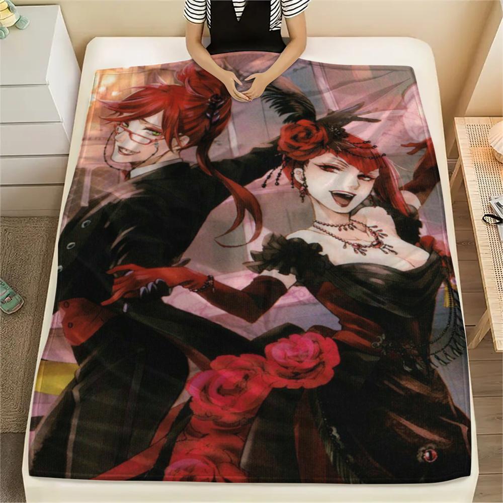 Flanelová deka s potiskem Black Butler, Vysoce kvalitní, Pohodlná pro všechna roční období, Domácí dekorace, Teplo a pohodlí, Perfektní pro vánoční dárky07