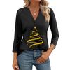 Women's Casual Fashionable Sexy Comfortable V-Neck Christmas Three-Quarter Sleeve Top