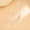 Sweet And Cool Style Imitation Pearl Beaded Collarbone Necklace, Simple Ot Buckle Love Pendant, Fringed Necklace.