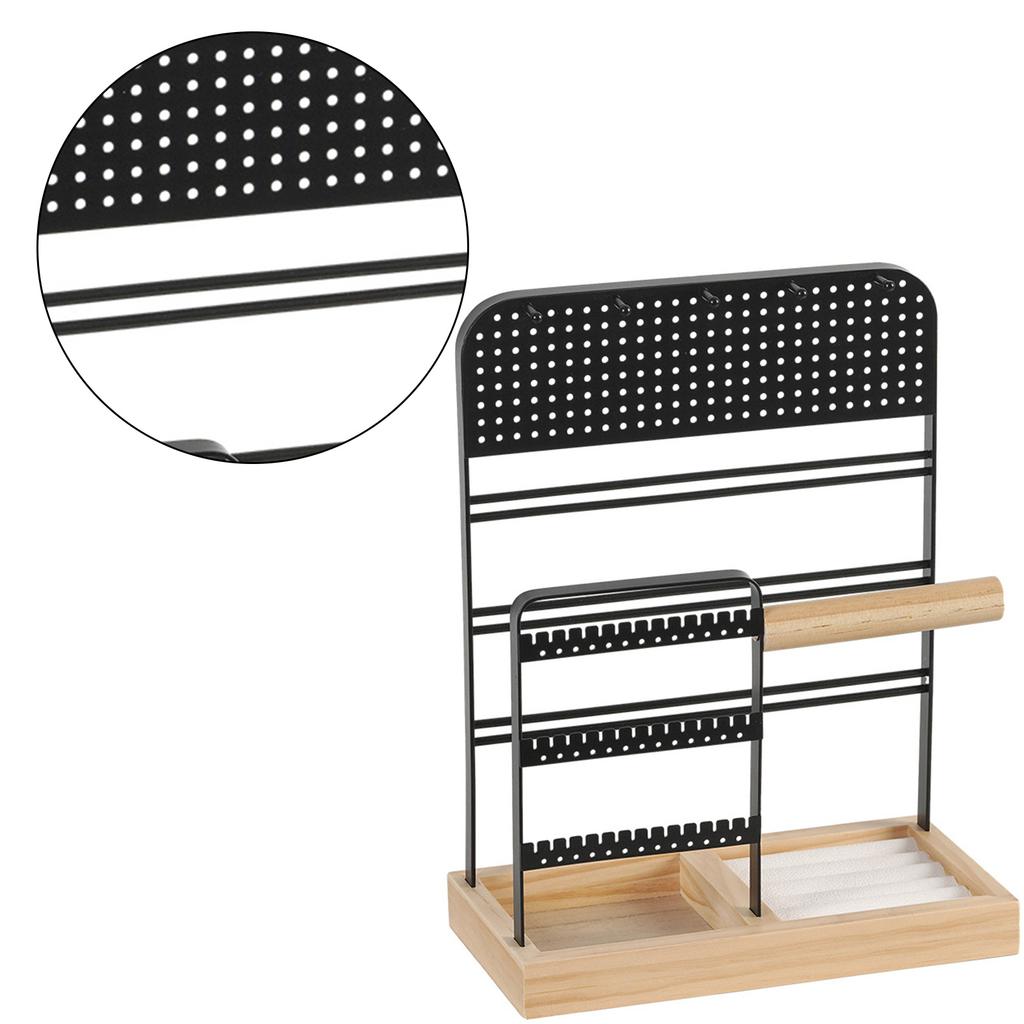 Convenient and Stylish Wood Storage Shelves Stylish Metal Jewelry Display Stand for Earrings Bracelets and Necklaces