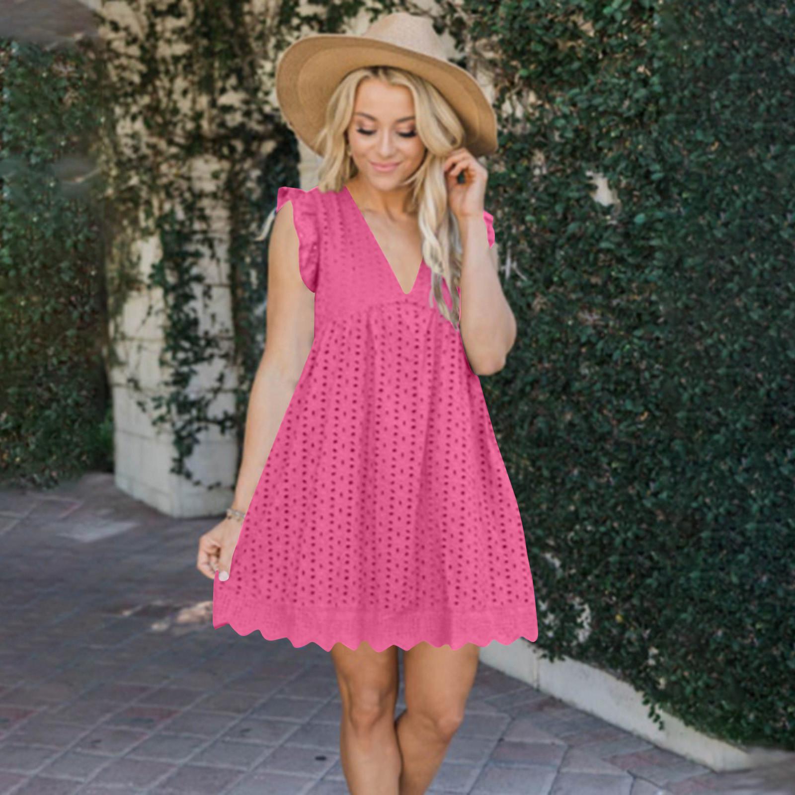 

Women s Dress Summer Dress Short Built-in Medium Length Dress Beach Casual Dress With Pockets L
