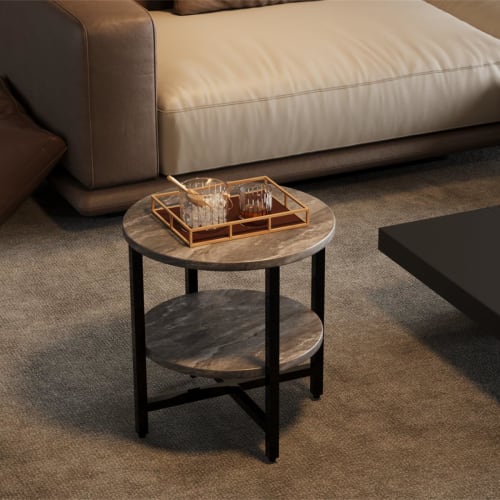 ZXD Side Table, Coffee Table, Bedside Table, Living Room Side Table, Sofa, Folding, 33cm Wide x 33cm Deep x 40cm High, Gray Texture