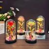 1Pcs LED Light Foil Flower In Acrylic Cover Rose Artificial Flower Acrylic Cover Decor Wedding Valentine's Day Mother's Gift