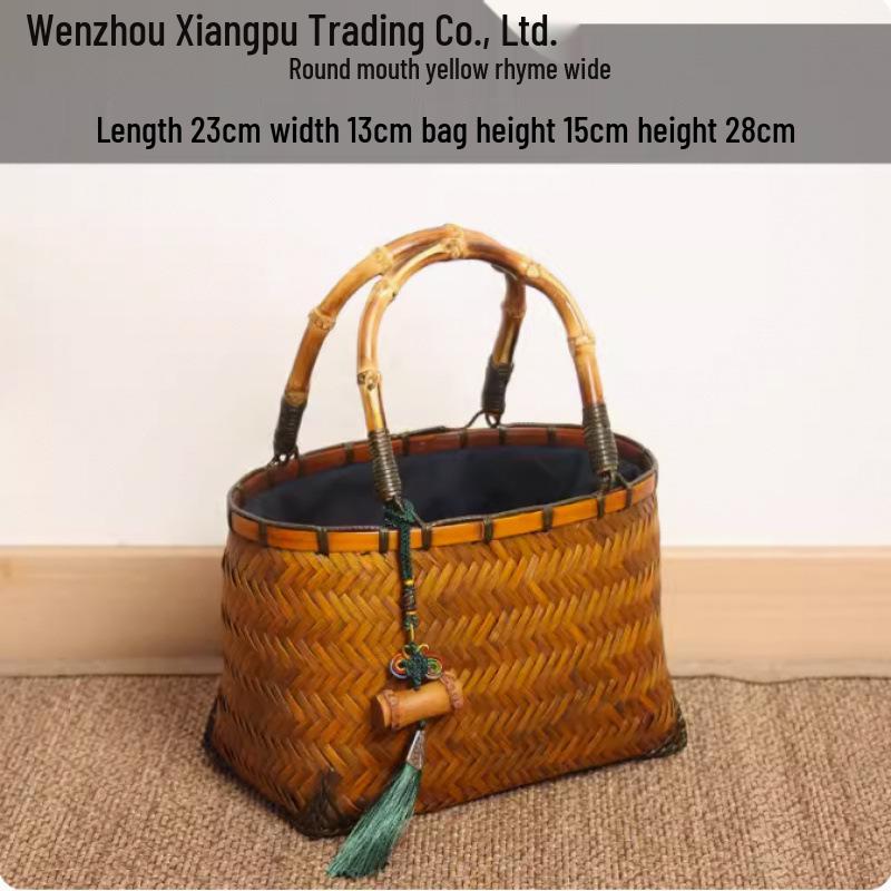 

Zen-Inspired Japanese-Style Bamboo Woven Handbag - Literary & Versatile for Cheongsam or Everyday Use