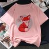 Kawaii Fox Print Ladies Tshirt Ladies Casual Basis Ocollar White T Shirt Short Sleeve Ladies Tshirt Cute Animal Graphics Tops