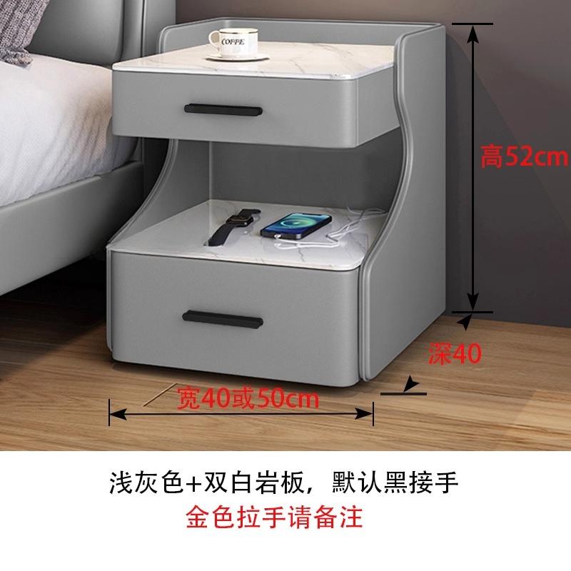 Smart Solid Wood Bedside Table,New Light Luxury Modern Style for 2025 Home Bedrooms,Compact Nightstand with Practical Storage