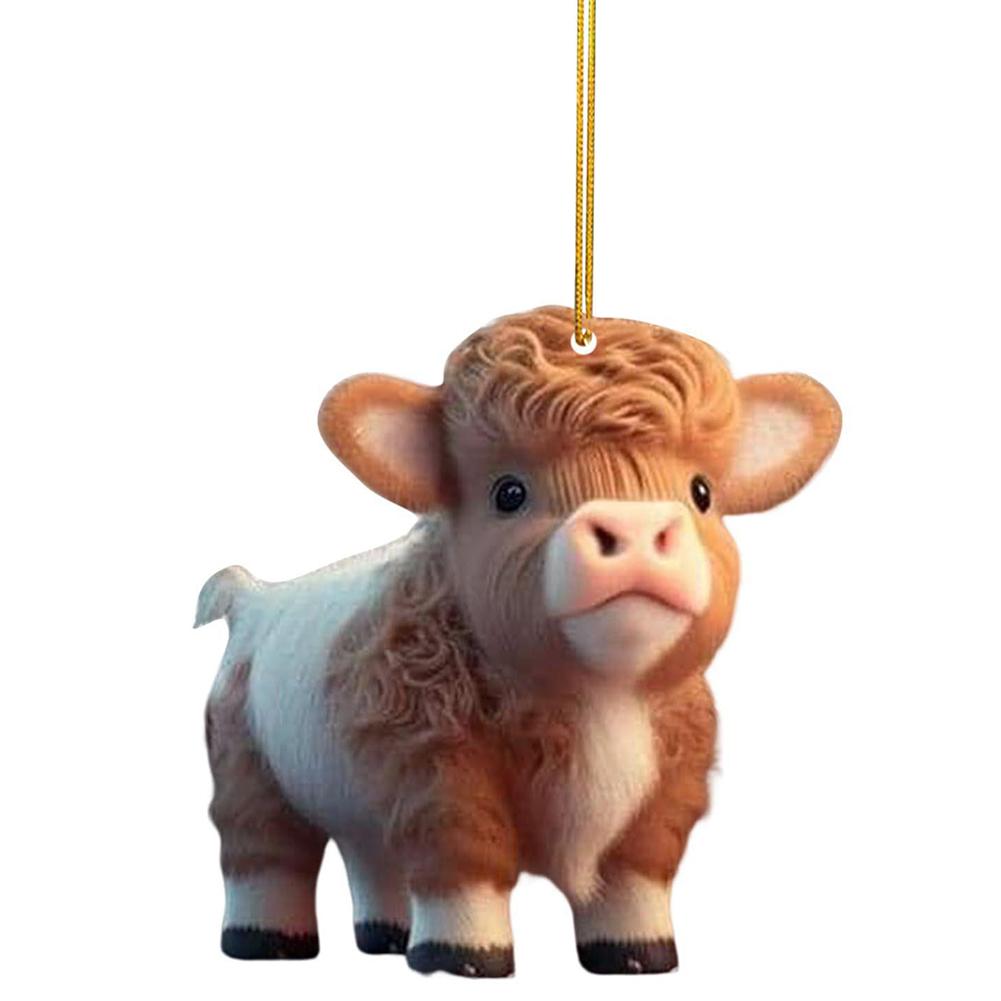 Cartoon Cow Christmas Tree Ornament Creative Cute Car Pendant Atmosphere Decoration Hanging Pendant Home Tree Decor Accessories
