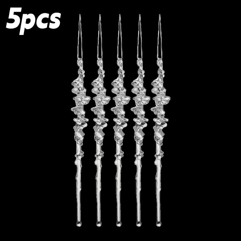 

Transparent Christmas Pendant Acrylic Icicle Drop Ornament DIY Simulated Ice Cone Pendants Threaded Festival Party Supplies