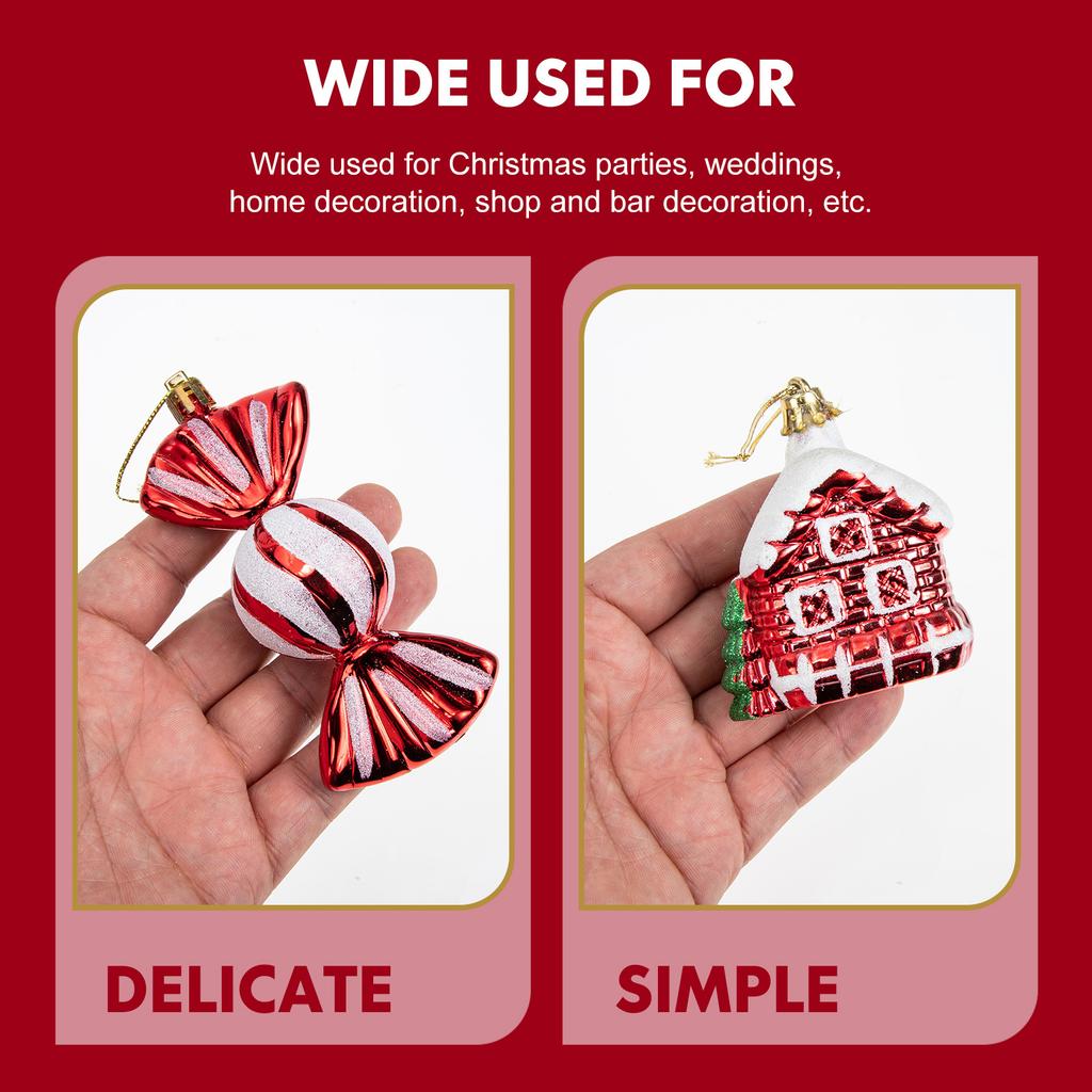 6Pcs Xmas Tree Pendants Durable Plastic Ornaments for Christmas Tree Decor Supplies Christmas Pendants Xmas Hanging Decor