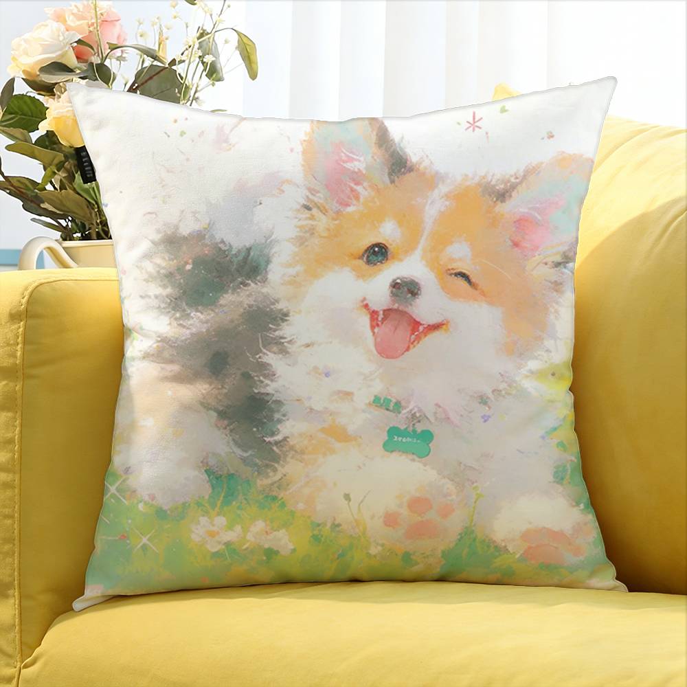 cute Corgi World Various Sizes Square Pillow Case For Car Home Bedchamber Decor