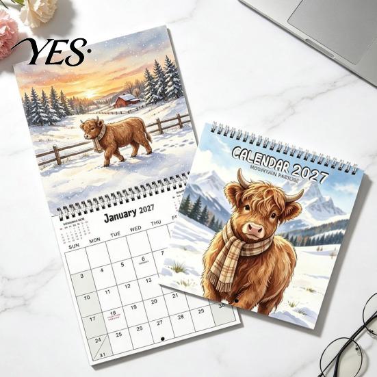 Practical Home Office Supplies Funny Animal Wall Calendar 2027, 12 Months Jan. to Dec., Spiral Bound Hanging Planner Calendar, Monthly with