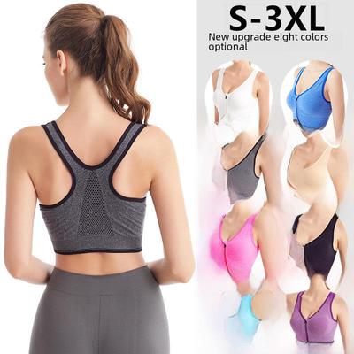 Dámská sportovní podprsenka plus size, nárazuvzdorná, bez kostic, se zapínáním na zip vpředu, pro běh a jógu