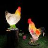 Sculptură din Rășină Rooster și Găină Impermeabilă Luminoasă - Lumină pentru Gazon Curte Zodiac