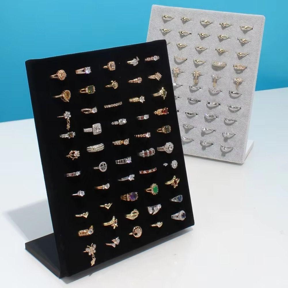 Soft Velvet Jewelry Organizer Black Gray Ring Holder Rings Display Stand Shop Counter
