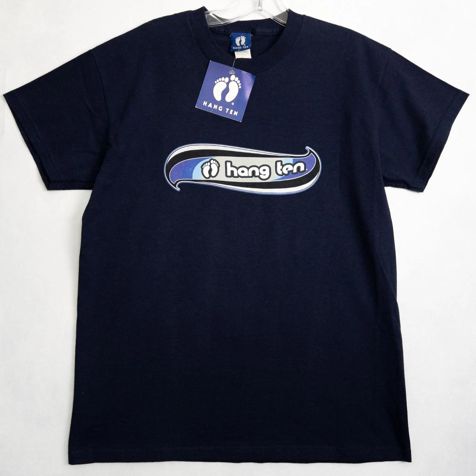 Vintage Hang Ten Graphic Logo T Shirt Blue Boys Large L New Surf Skate New USA 2XL