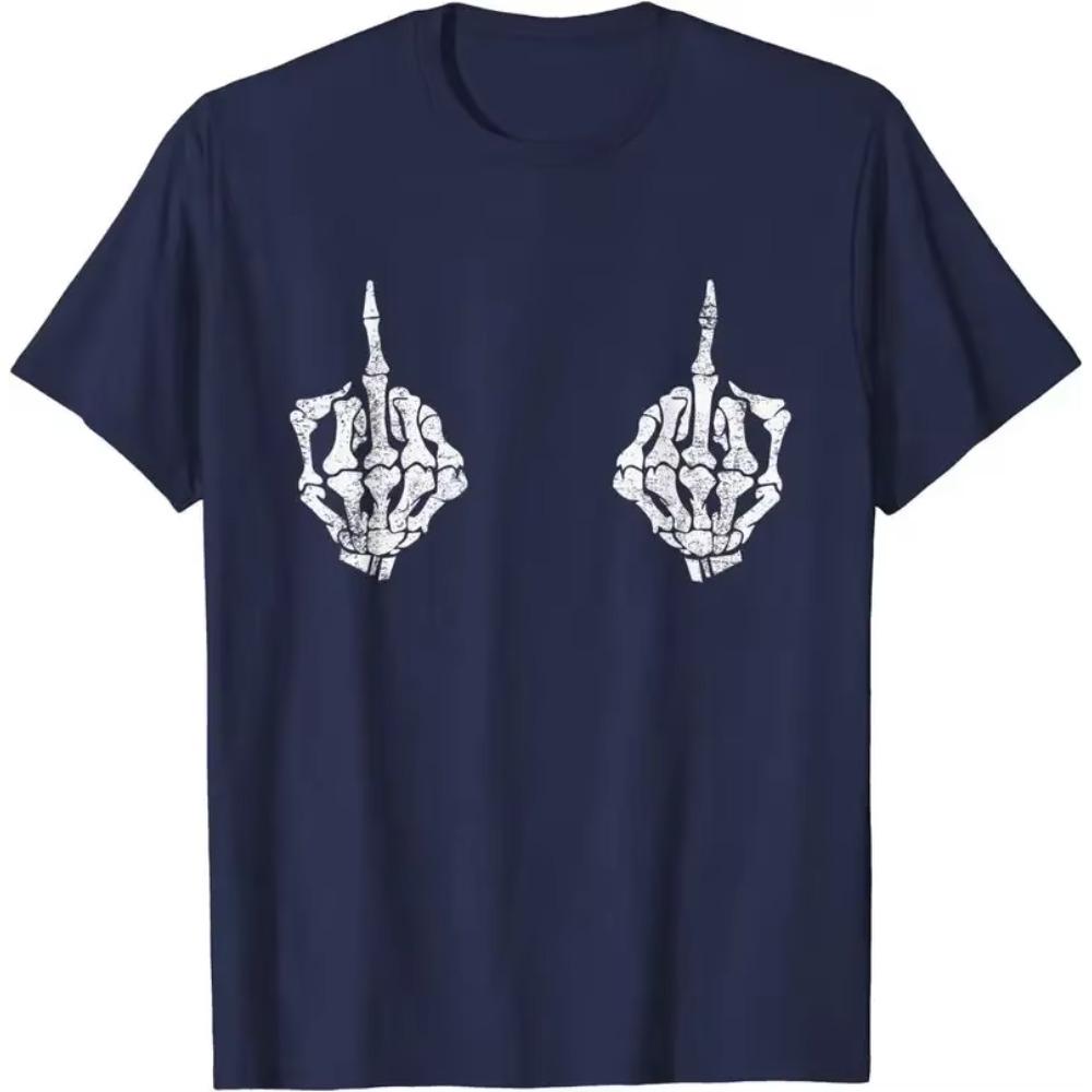 Skeleton Hands on Boobs Funny Spooky Halloween Costume T-Shirt