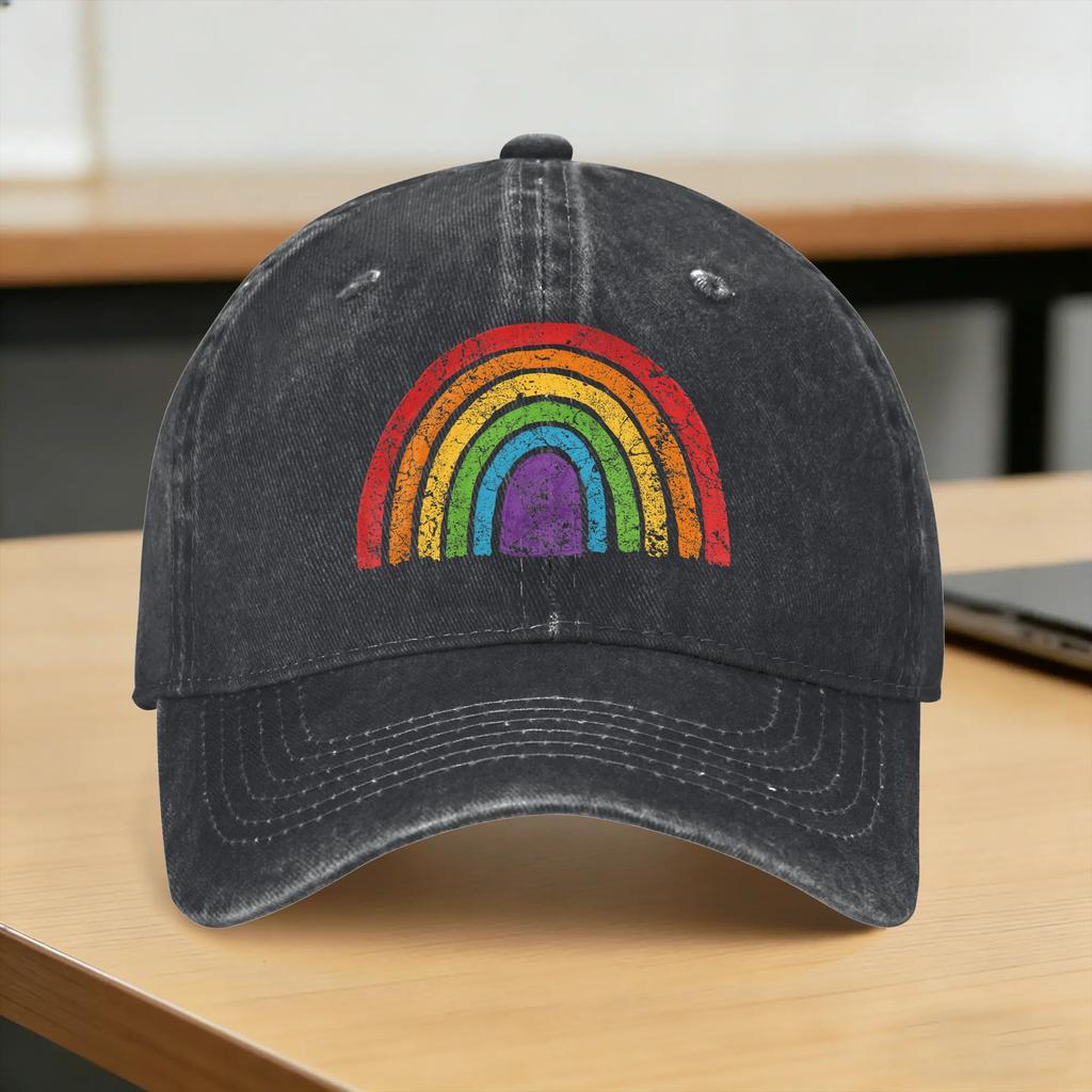 LGBTQ Rainbow Flag Gay Pride LGBT Awareness Ally Vintage Sun Baseball Cap Unisex-Teens Trucker Hat Breathable Baseball Caps
