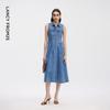 LANCY 25 Sleeveless Umbrella Hem Denim Shirt Dress