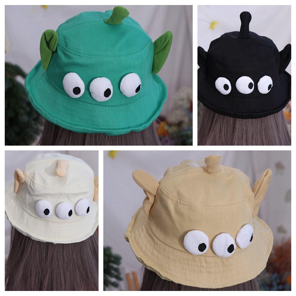 Foldable Three Eyes Bucket Hats Lightweight Cartoon  Sun Hat Funny Big Ear Fisherman Hat  Outdoor