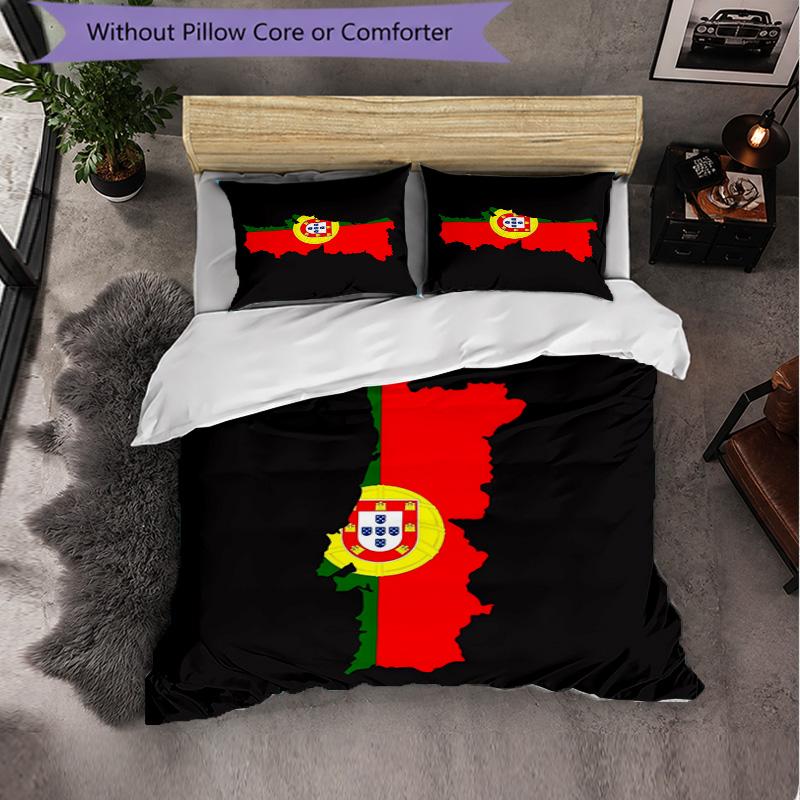Portugal national football team 3 Piece Bedding Set Soft Duvet Cover Set with Pillowcases Printed Bedroom Decor Set for Home