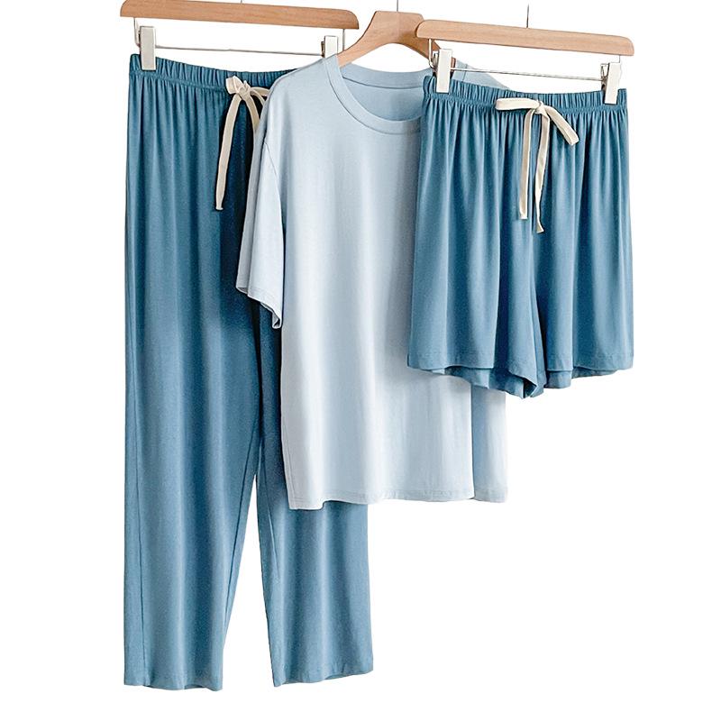 2024 Women's Loose Modal Three-Piece Pajama Set: Breathable & Comfortable for Spring/Summer, Versatile Indoor/Outdoor Wear