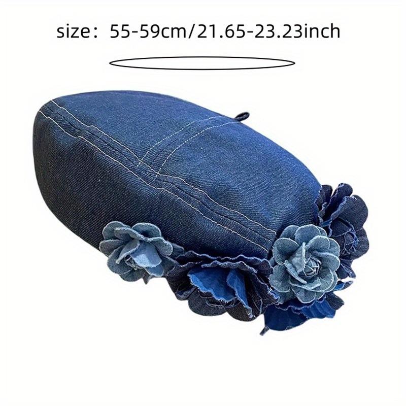 Ladies Denim Beret Hats Flower Cowboy Vintage Hat Women Retro Casual Painter Hat Female Trendy Spring Autumn Hat