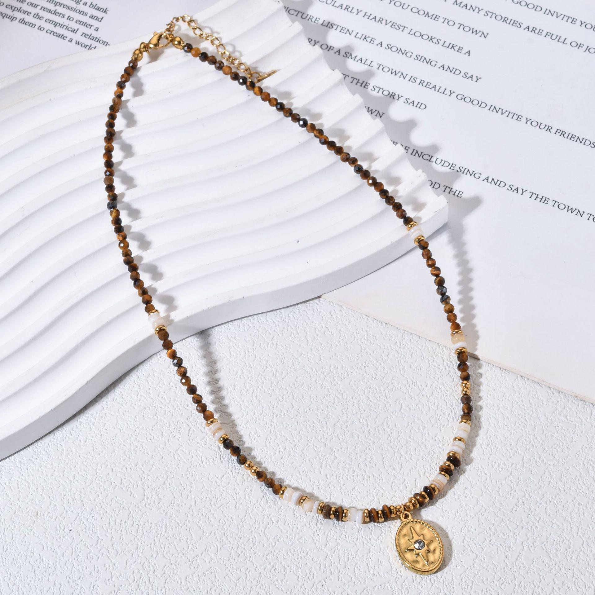 Melaleuca Tiger Eye Natural Stone Necklace – Luxurious, Versatile, Chinese Style Clavicle Chain for Women