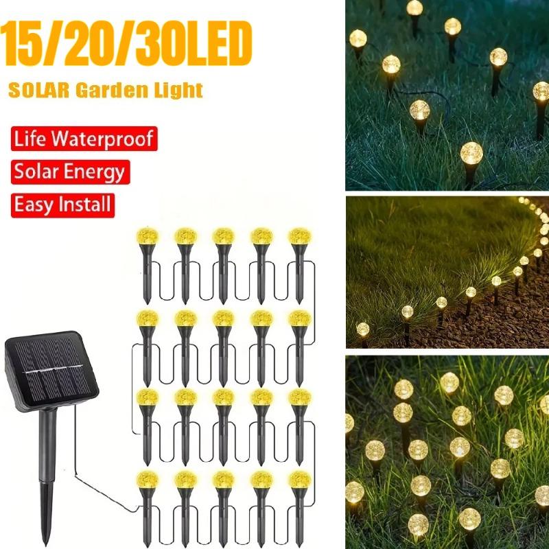 Outdoor Solar Light Bubble Ball Waterproof Lawn Lamp Garden Pilot Lantern String for Patio Camping Birthday Decoration Lighting