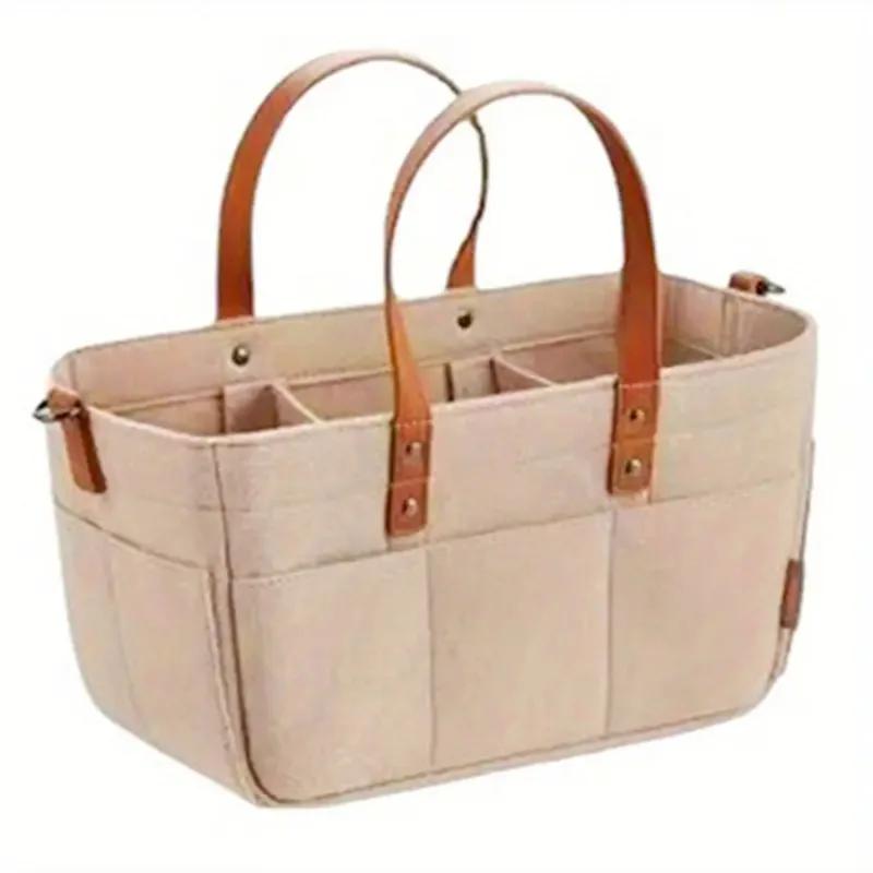

Детский фетровый органайзер для хранения, корзина для детских подгузников, сумка для подгузников с ручкой, переноска для пеленания детей, большой карман
