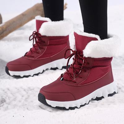 Plyšové dámske snehule s vysokým zvrškom Teplé bavlnené topánky Zimná outdoorová obuv na chôdzu Zimné turistické tenisky