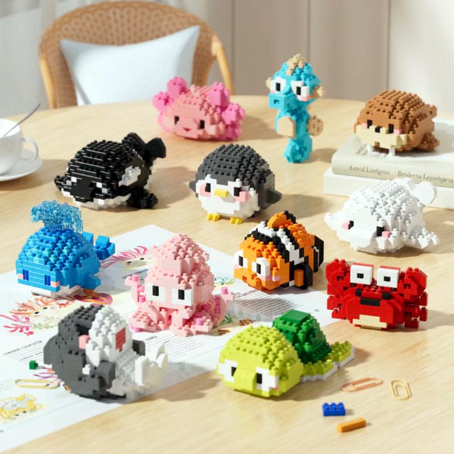 Seria Sea World Mini Organizmy Morskie Klocki Budowlane Zabawki DIY Mikro Klocki Zwierzęta Zabawki Zestawy Edukacyjne Artykuły na Prezent