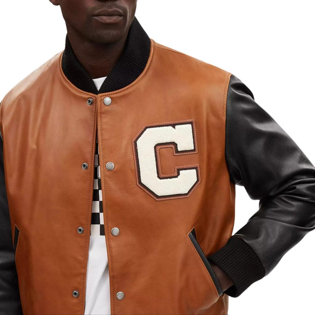 COACH Leather Varsity Jacket Jackets & Coats Men's Brown CO800-WBQ