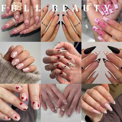 1 Box Pink Red Heart Detachable Ballerina False Nails Wearable Fake Nails Nail Tips Manicure Tool Press On Nails