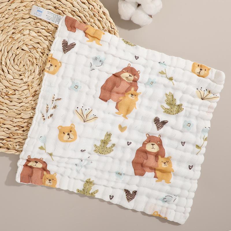 Cartoon Soft Absorbent 6-Layer Children's Gauze Bath Towel - Pure Cotton Baby Washcloth