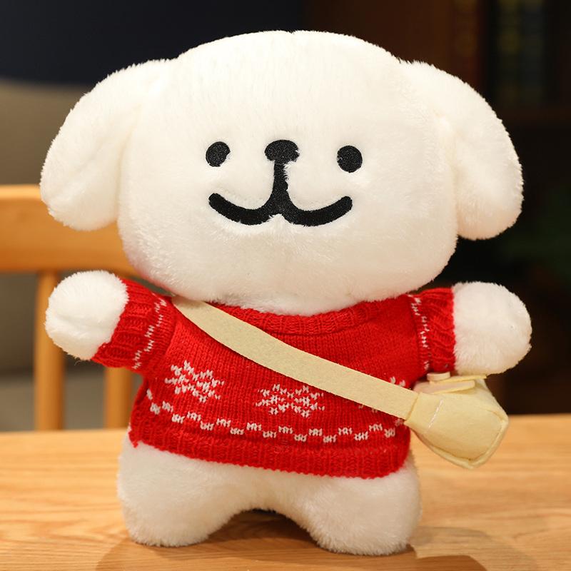 Cute Korean Maltese Dog Plush Toy Stuffed Soft Animal Cartoon Puppy Wear Clothes Pillow Birthday Christmas Gift for Kids