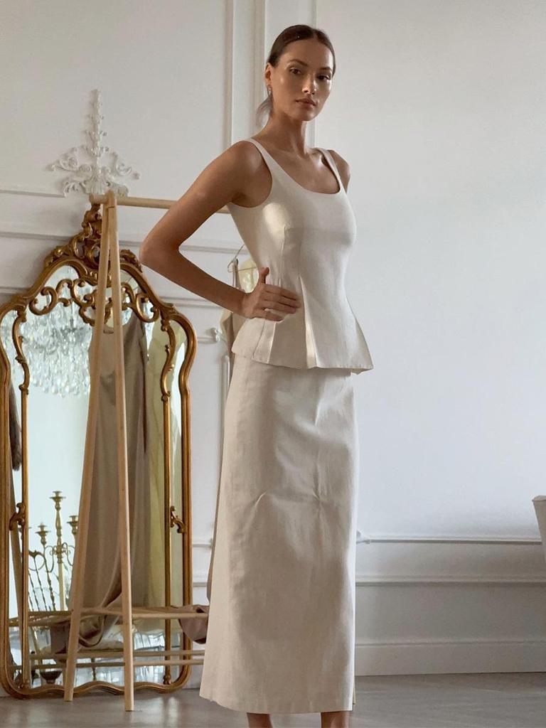 2026 Frühjahr/Sommer Träger-Slipkleid Set: Spaghetti-Träger Taillenbetonendes Oberteil + Fishtail-Rock für Damen