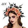 Streetwear Gothic Hairband for Women Halloween Rose Headband, Flower Leaf Crown Hair Hoops Bands, Costume Accessories Adults Headpiece Cosplay