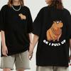 Funny Animals Capybara Cartoon Print Fashion Harajuku Harajuku Short Sleeve T-shirt Clothing Street Tops Tees Aesthetic Clothes