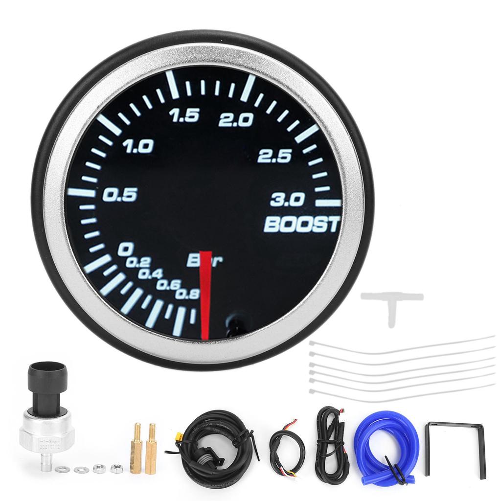 2in Turbo Boost Gauge  1 2Bar LED Meter 10 Colors Backlight Red Pointer with Sensor Universal