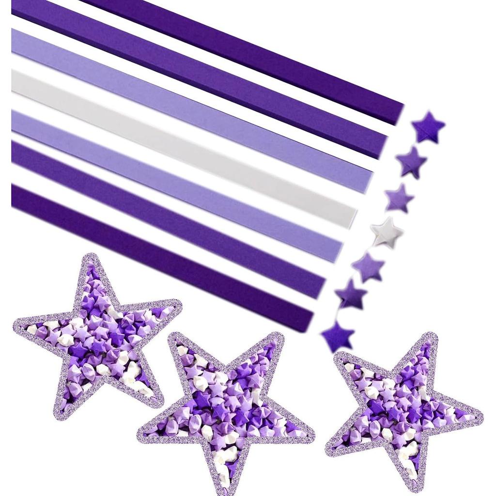 Star Origami, Colorful Decorative Paper Strips, Lucky Star Paper Strips, DIY origami paper strips glowing star origami