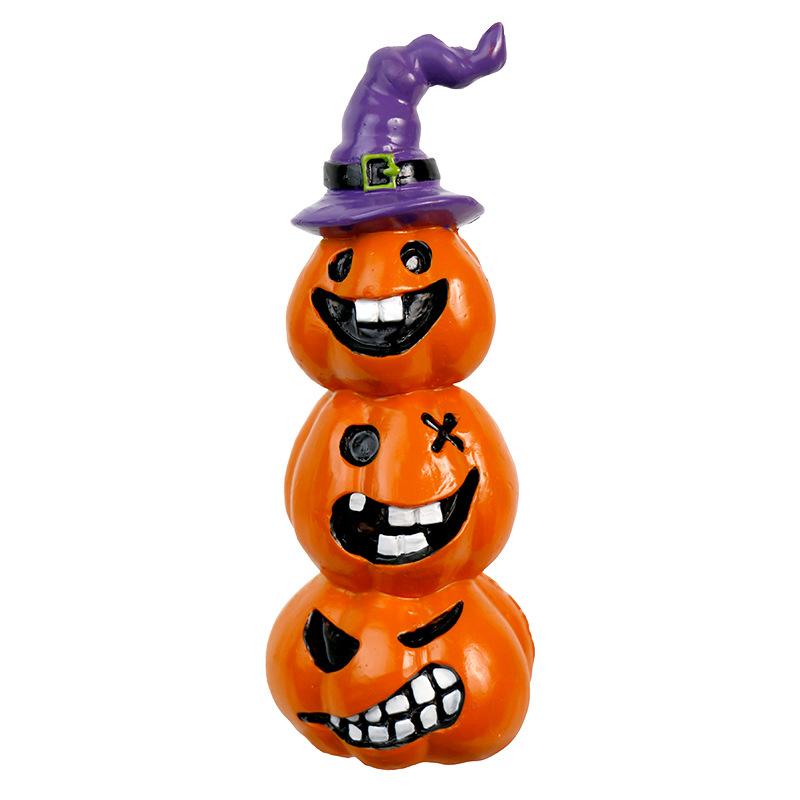 Halloween Decoration - Terrifying Smiling Face Pumpkin Resin Craft - Home Desk Ornament