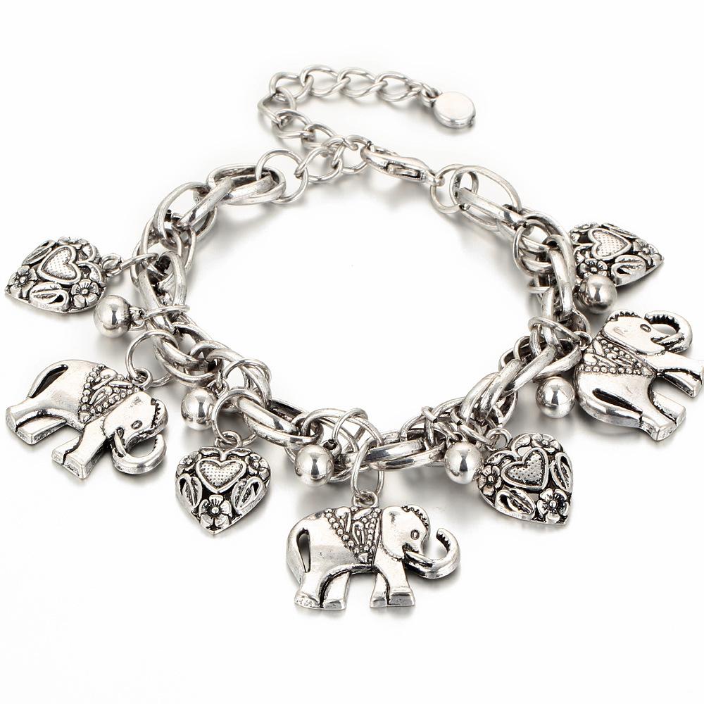 Vintage Ethnic Exaggerated Coin Pendant Bracelets For Women Boho Silver Color Carved Geometric Indian Bracelets Jhumka Jewelry