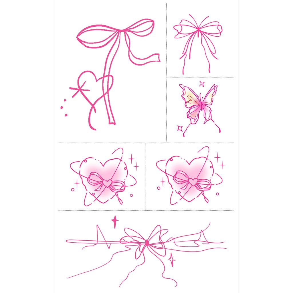 Butterfly Ghost Bow Flower Kitten English Short Sentences Multi-Picture Finger Tattoo Sticker