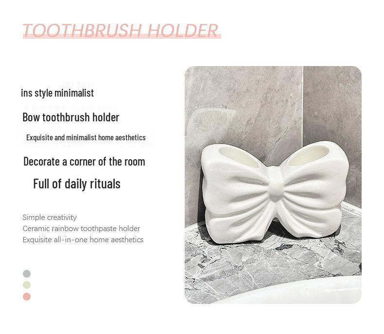 Girlish Heart Bow Ceramic Electric Toothbrush & Toothpaste Holder
