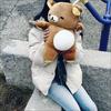 Cute Tilted Head Beer Belly Rilakkuma Plush Toy, Soft Stuffed Animal Pillow for Sleeping