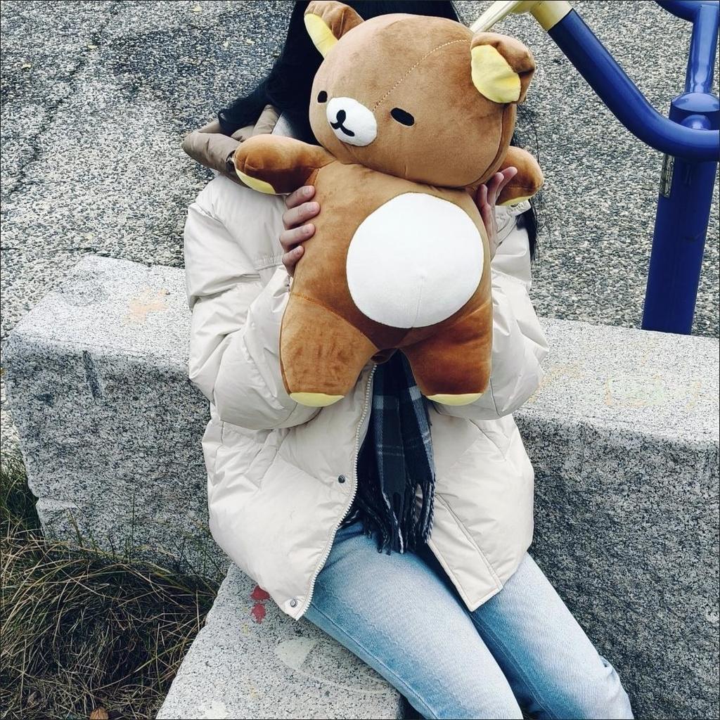 Cute Tilted Head Beer Belly Rilakkuma Plush Toy, Soft Stuffed Animal Pillow for Sleeping