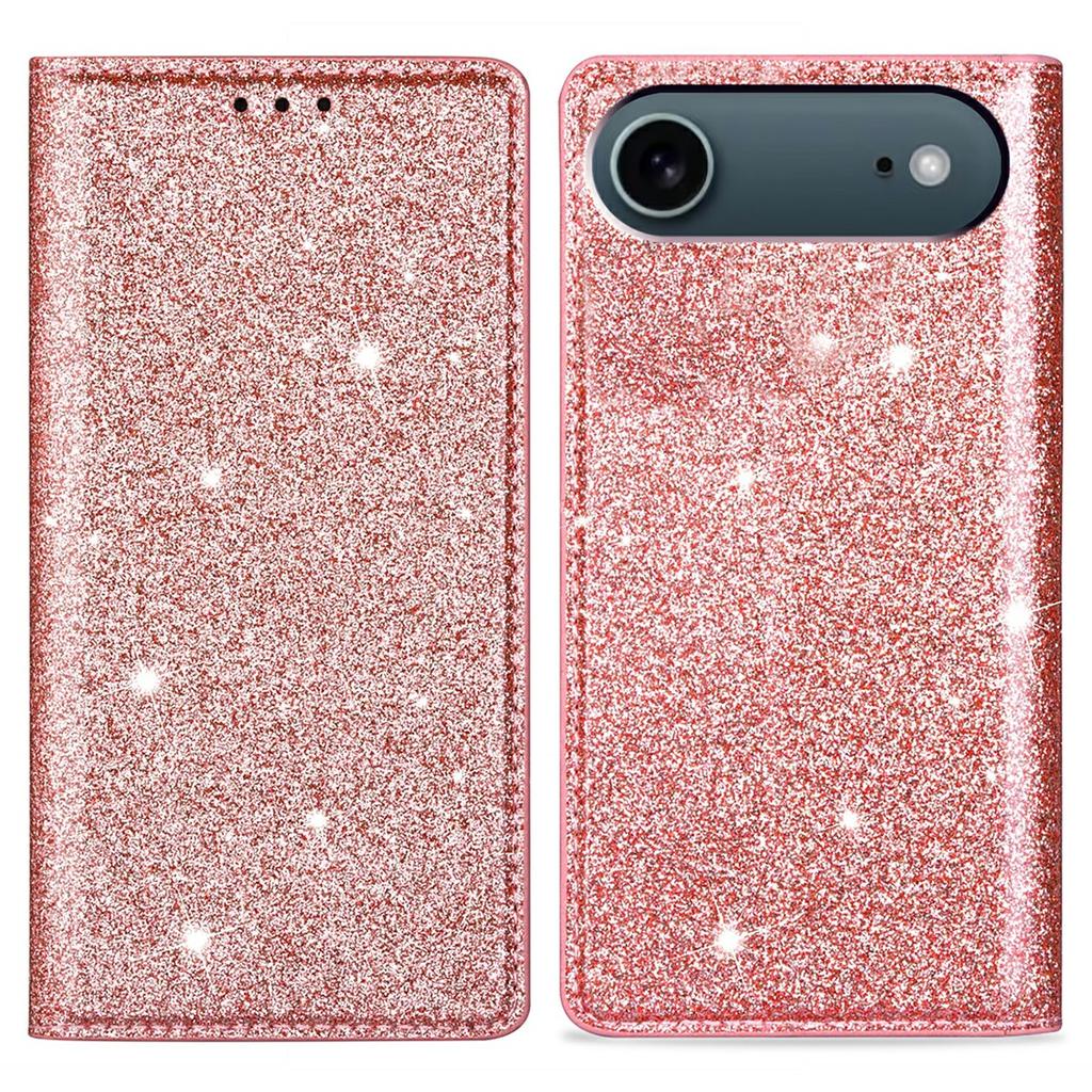 For iPhone 17 Air Case Glittery PU Leather+TPU Card Slot Phone Cover