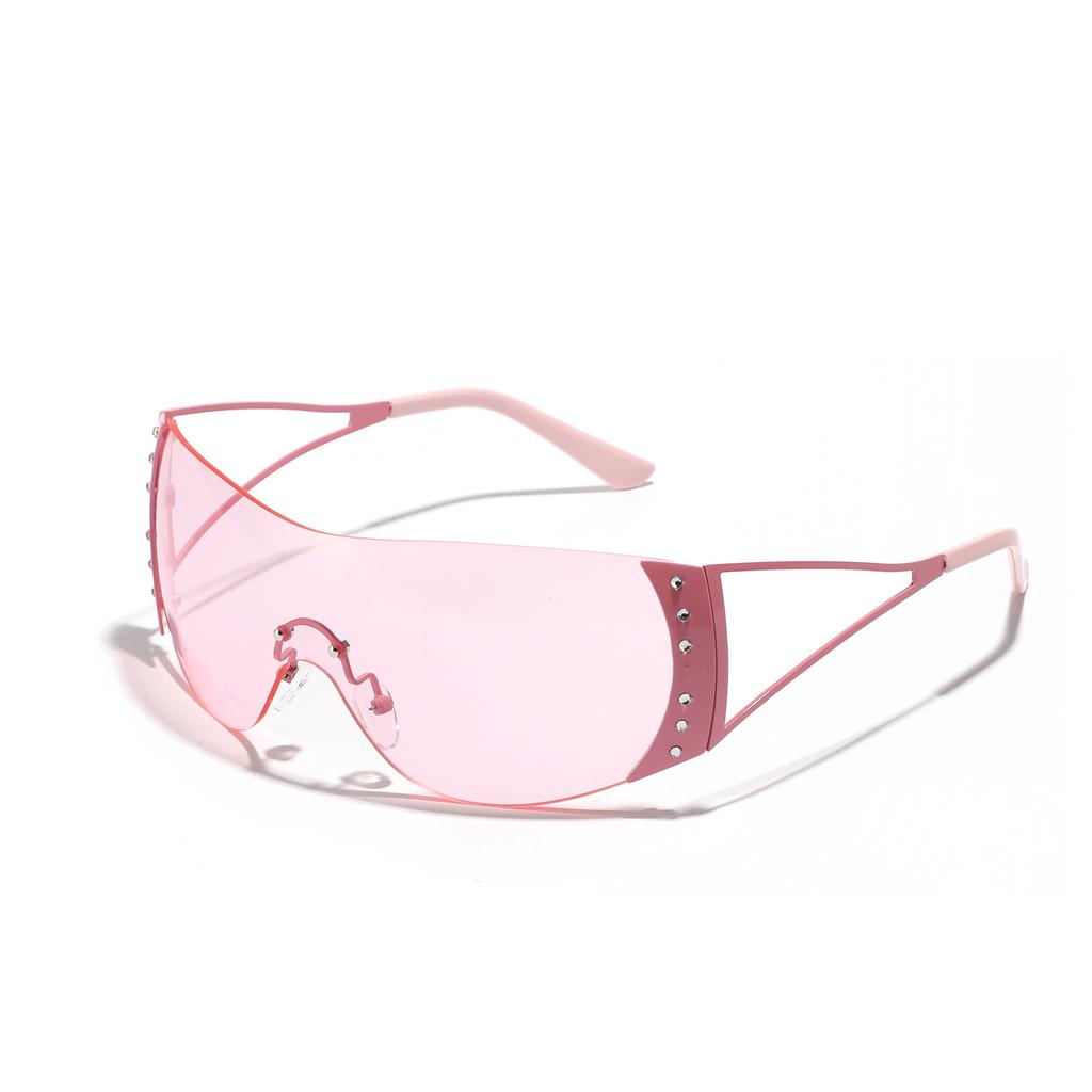 Brillengestell Randlose Sonnenbrille Herren Future Wind Konkave Form Diamantbesetzte Metallsonnenbrille Damen